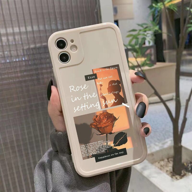 fashion cute flowers phone case for iphone 13 pro max 11 12 mini camera protect shockproof cover for iphone 7 plus 8 xr xs max x