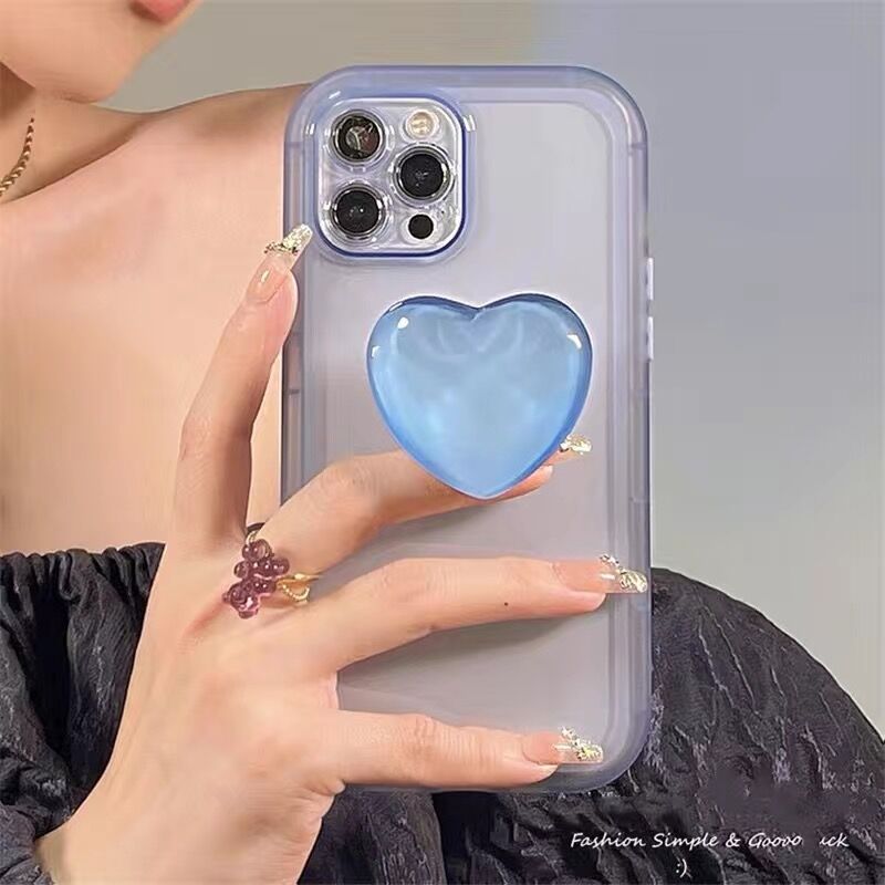 Love heart Ring Holder stand transparent silicone phone case for iphone 13 pro max 11 12 soft cover for iphone 7 plus 8 xr xs x