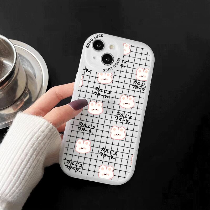 Checkerboard phone case for iphone 13 pro max 12 mini 11 cartoon rabbit back cover for iphone xr xs max x 7 plus 8 se se3 6s