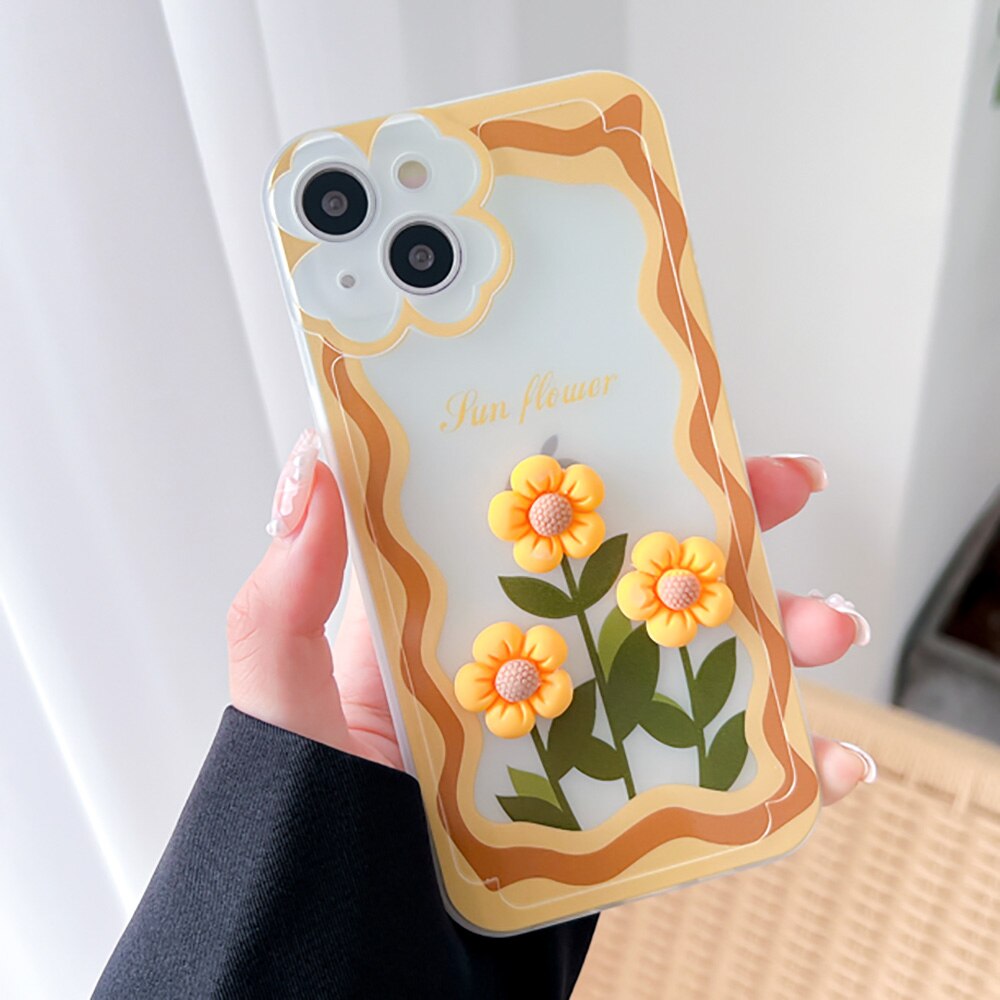 Flower 3D Phone Case For iPhone 11 Pro Max Case Len Protection Funda iPhone 13 12 Pro Max X XR XS 13Pro 12Pro Cover Soft Silicon