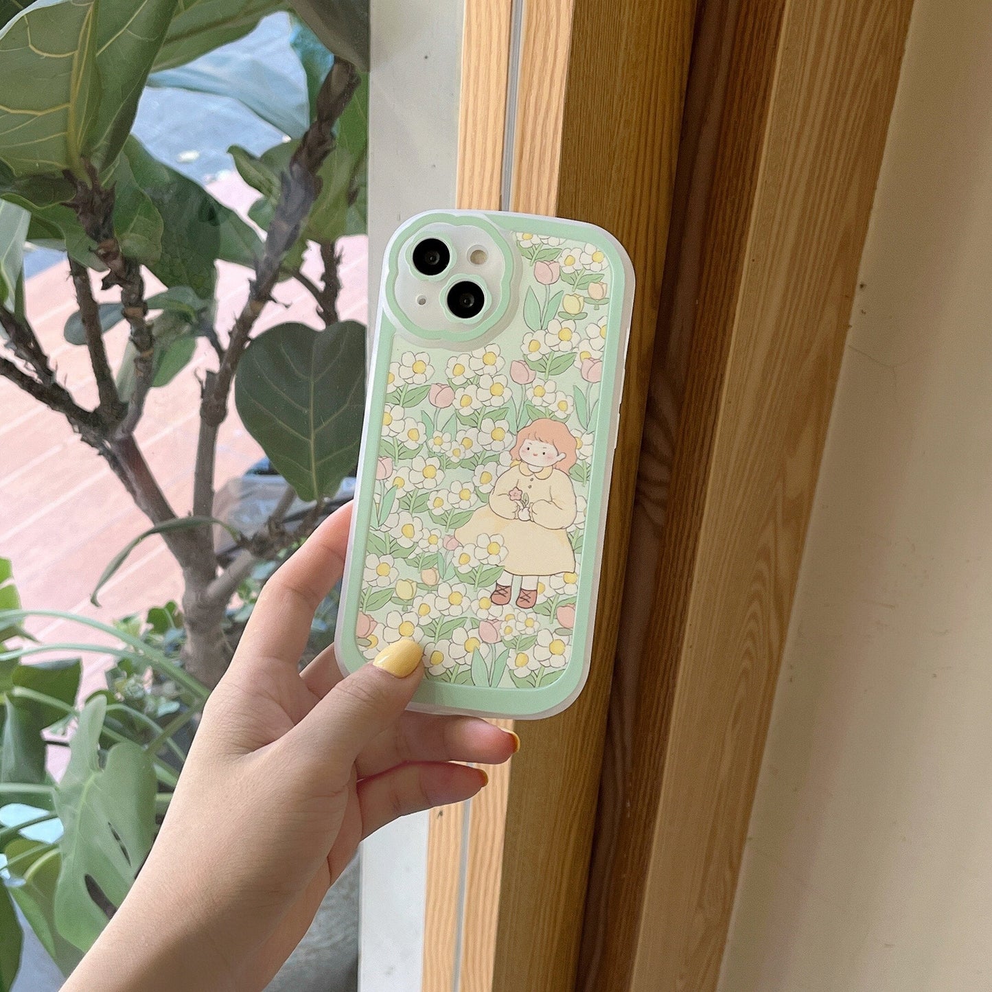 Korean Cute Bear Daisy Floral Girl Kawaii Phone Case For iPhone 13 12 11 Pro XS Max X XR Shockproof Soft Cover
