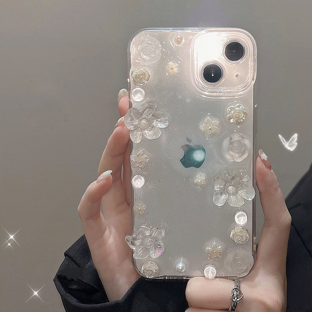 Luxury Love Heart Flower Mirror Silicone Phone Case For iPhone 11 12 13 Pro Max X XR XS 7 8 Plus Shockproof Protective Cover
