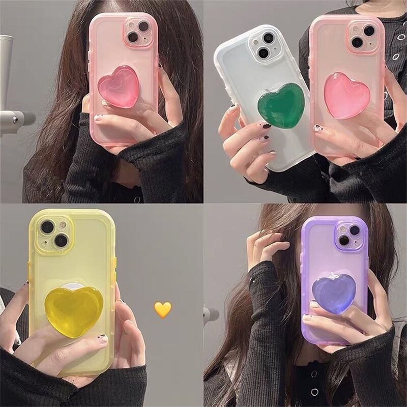 Love heart Ring Holder stand transparent silicone phone case for iphone 13 pro max 11 12 soft cover for iphone 7 plus 8 xr xs x
