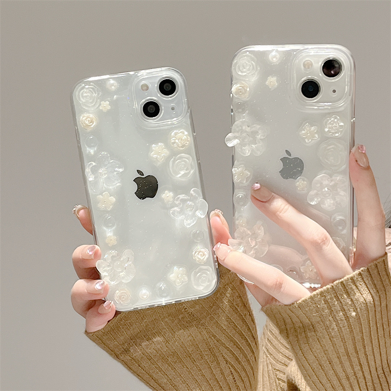Luxury Love Heart Flower Mirror Silicone Phone Case For iPhone 11 12 13 Pro Max X XR XS 7 8 Plus Shockproof Protective Cover