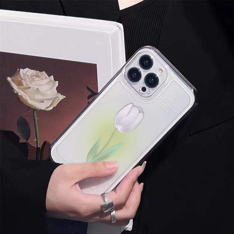 Cute Tulip Flower Phone Case For iPhone 13 13Pro 11 12 Mini XS Max X XR 7 8 Plus SE2 SE3 6S 6 Clear Camera Protection Soft Cover
