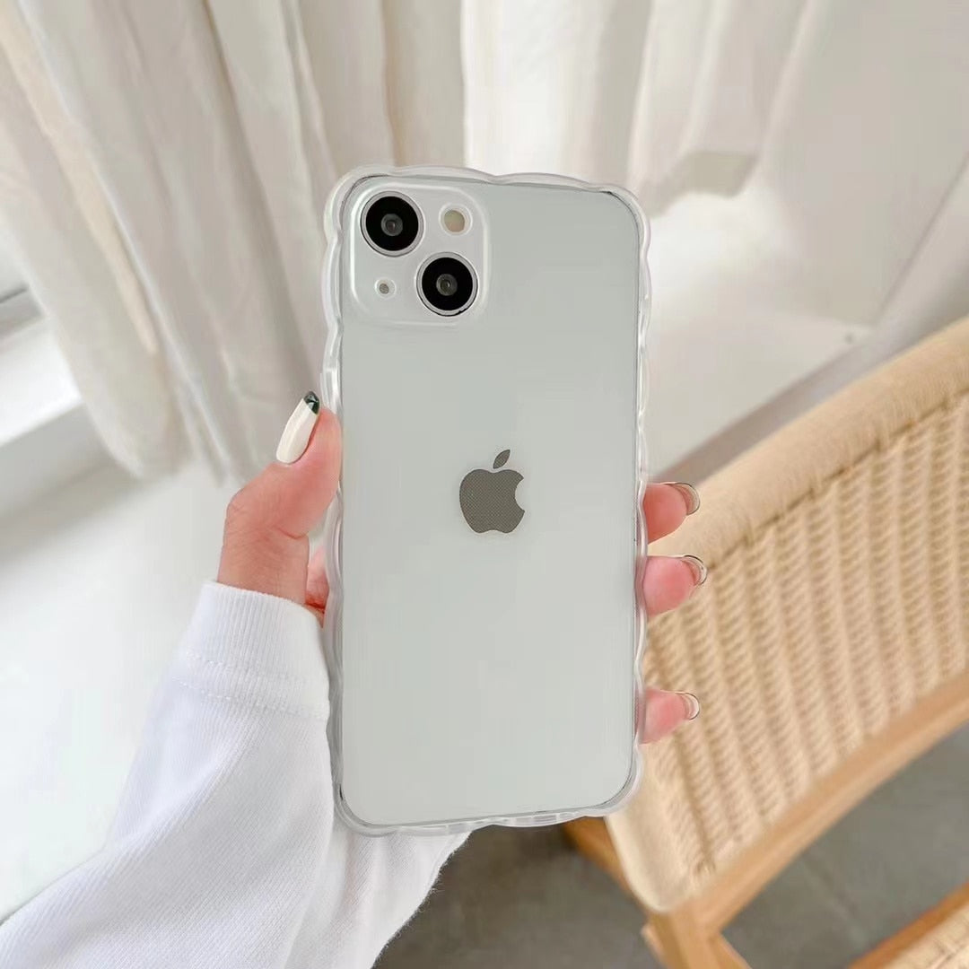 transparent wave mobile phone case Phone Case For iPhone 11 12 13 Pro Max X XS XR 7 8 Plus SE2 mini Full Lens Protection Cover