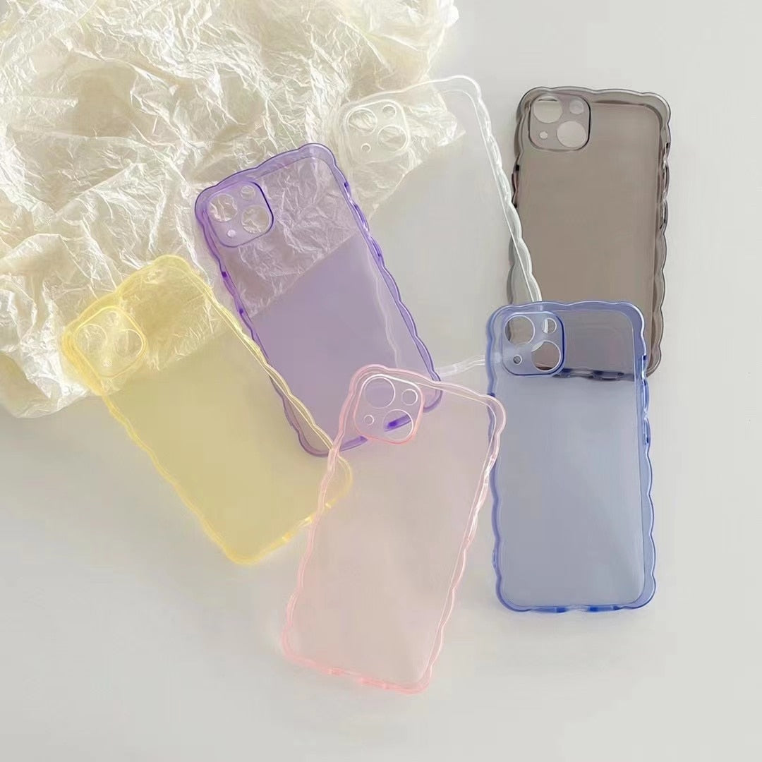 transparent wave mobile phone case Phone Case For iPhone 11 12 13 Pro Max X XS XR 7 8 Plus SE2 mini Full Lens Protection Cover