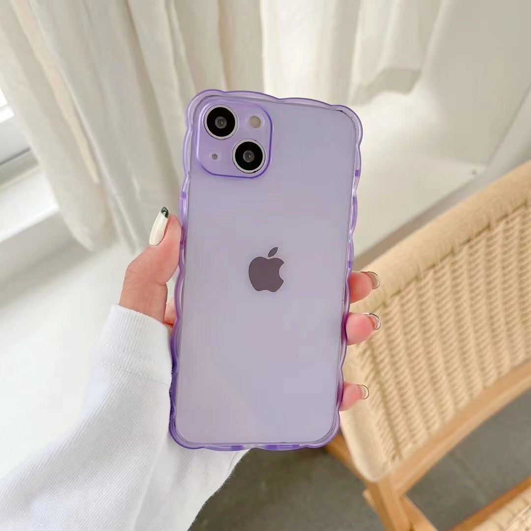 transparent wave mobile phone case Phone Case For iPhone 11 12 13 Pro Max X XS XR 7 8 Plus SE2 mini Full Lens Protection Cover
