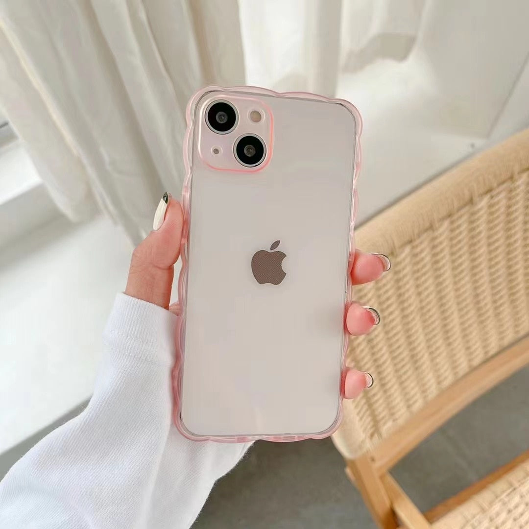 transparent wave mobile phone case Phone Case For iPhone 11 12 13 Pro Max X XS XR 7 8 Plus SE2 mini Full Lens Protection Cover