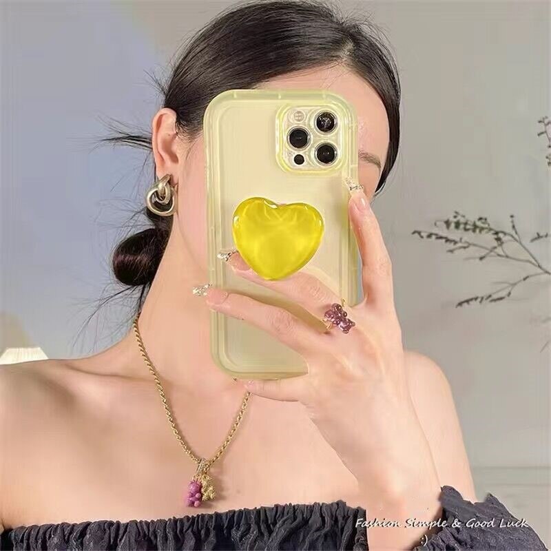 Love heart Ring Holder stand transparent silicone phone case for iphone 13 pro max 11 12 soft cover for iphone 7 plus 8 xr xs x