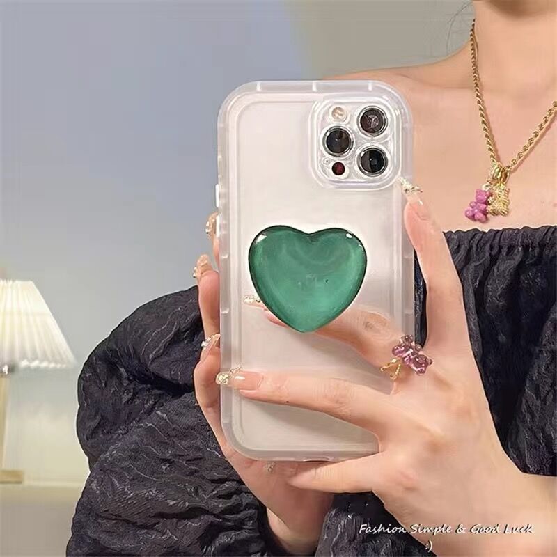 Love heart Ring Holder stand transparent silicone phone case for iphone 13 pro max 11 12 soft cover for iphone 7 plus 8 xr xs x