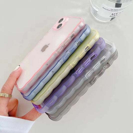 transparent wave mobile phone case Phone Case For iPhone 11 12 13 Pro Max X XS XR 7 8 Plus SE2 mini Full Lens Protection Cover
