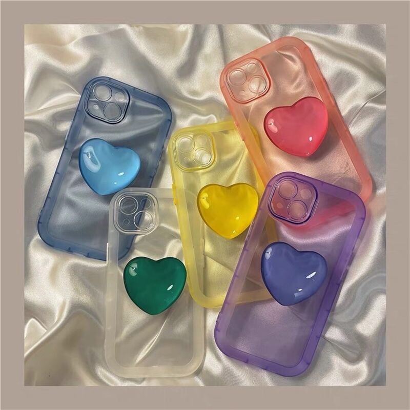 Love heart Ring Holder stand transparent silicone phone case for iphone 13 pro max 11 12 soft cover for iphone 7 plus 8 xr xs x