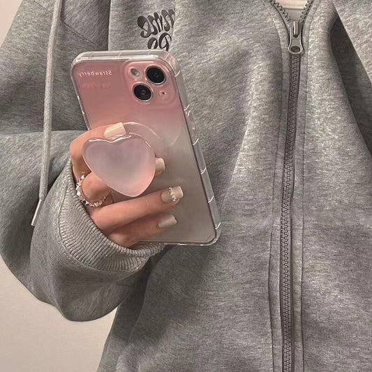 with holder stand bracket love heart gradient pink soft phone case for iphone 13 pro max se3 11 xr xs x 7 plus 8 6s se  case