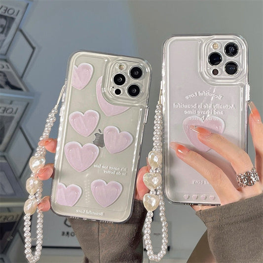 INS Stylish Painting Love Heart Transparent Phone Case For iPhone 13 12 11 Pro Max X XR XS 7 8 Plus Lintage Shockproof Cover