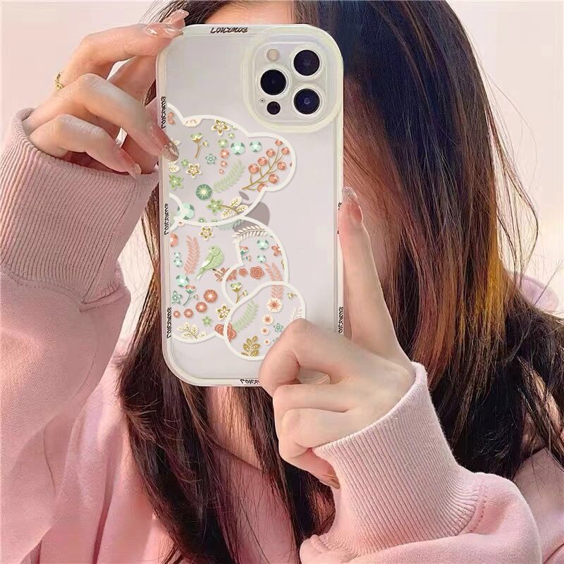 cute cartoon bear phone case for iphone 11 pro max 13 mini 12 shockproof back cover for iphone xr xs max x se 2 7 plus 8 bumper