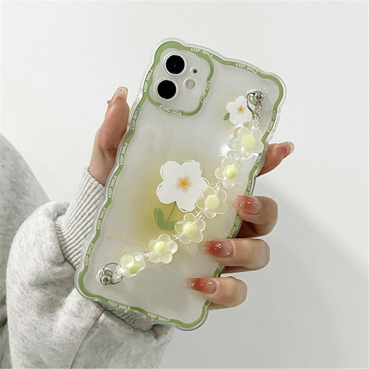 Ins Korean Cute Flower Bracelet Chain Wave Transparent Phone Case For iPhone 13 12 11 Pro XS Max X XR 7 8 Plus Kawaii Back Cover