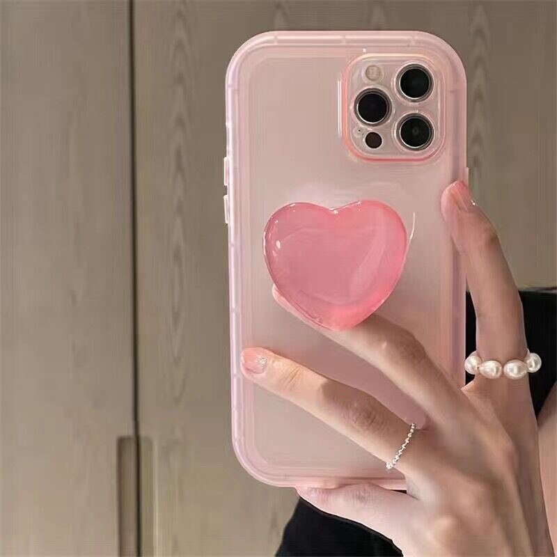 Love heart Ring Holder stand transparent silicone phone case for iphone 13 pro max 11 12 soft cover for iphone 7 plus 8 xr xs x