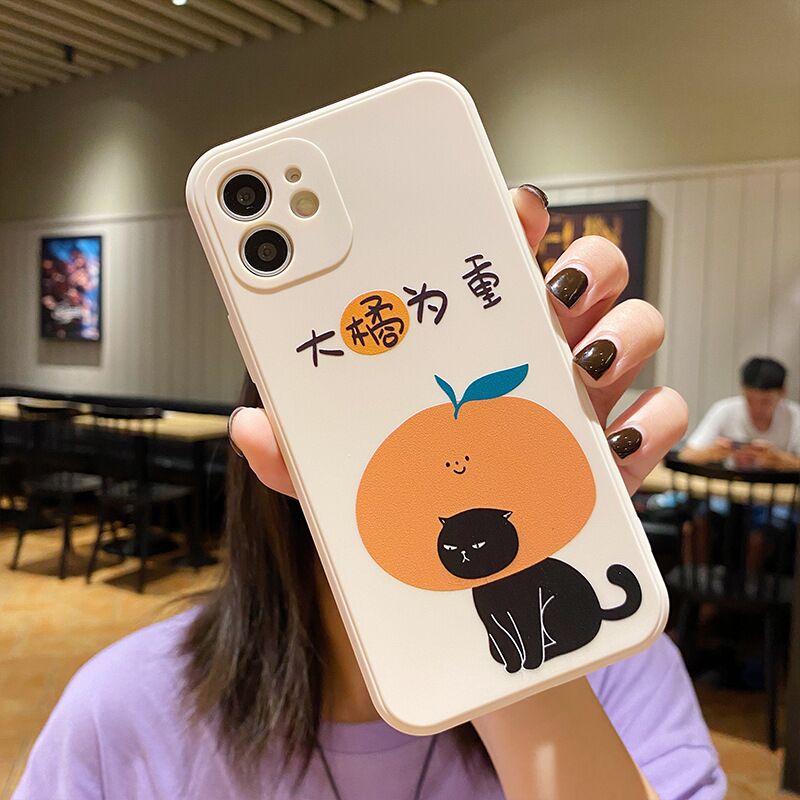 Cute cartoon cat fruit phone case for iphone 11 13 pro max 12 mini shockproof silicone cover for iphone 7 plus xr xs max x 8 se2