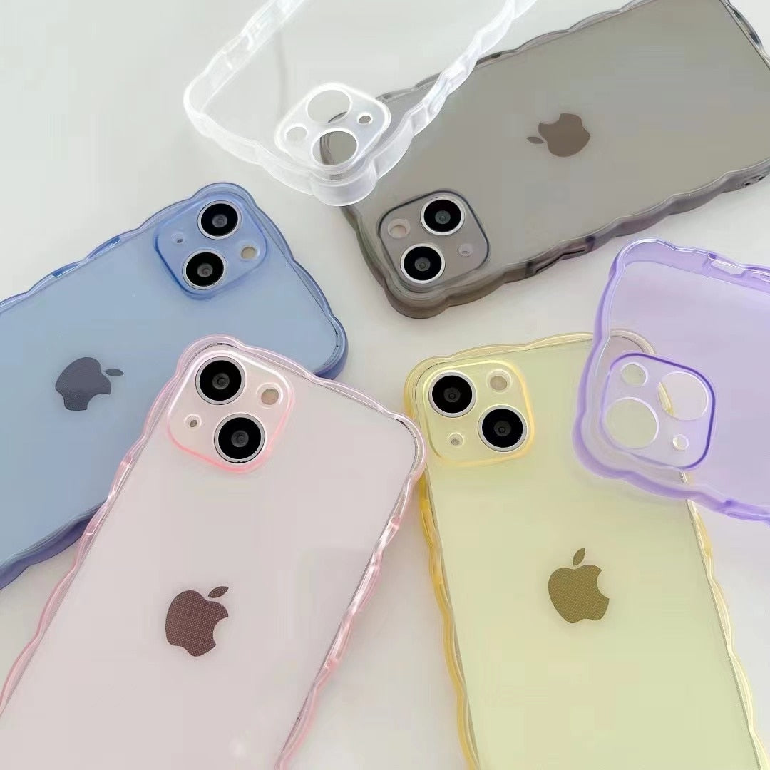 transparent wave mobile phone case Phone Case For iPhone 11 12 13 Pro Max X XS XR 7 8 Plus SE2 mini Full Lens Protection Cover