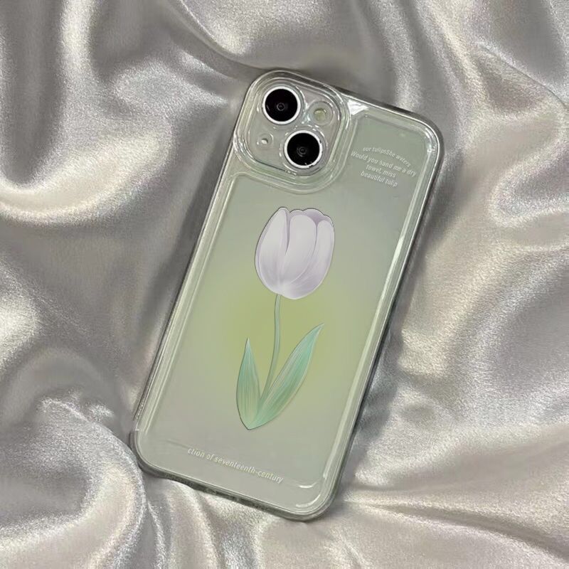 Cute Tulip Flower Phone Case For iPhone 13 13Pro 11 12 Mini XS Max X XR 7 8 Plus SE2 SE3 6S 6 Clear Camera Protection Soft Cover
