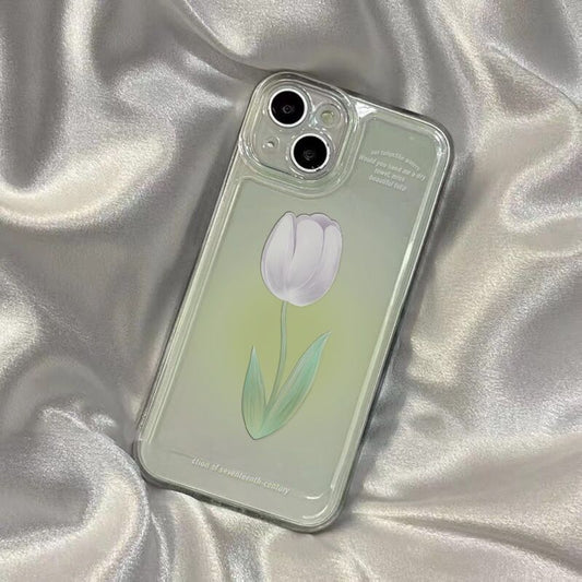 Cute Tulip Flower Phone Case For iPhone 13 13Pro 11 12 Mini XS Max X XR 7 8 Plus SE2 SE3 6S 6 Clear Camera Protection Soft Cover
