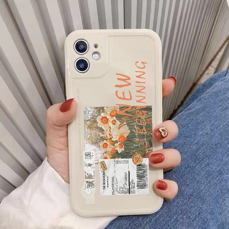fashion cute flowers phone case for iphone 13 pro max 11 12 mini camera protect shockproof cover for iphone 7 plus 8 xr xs max x