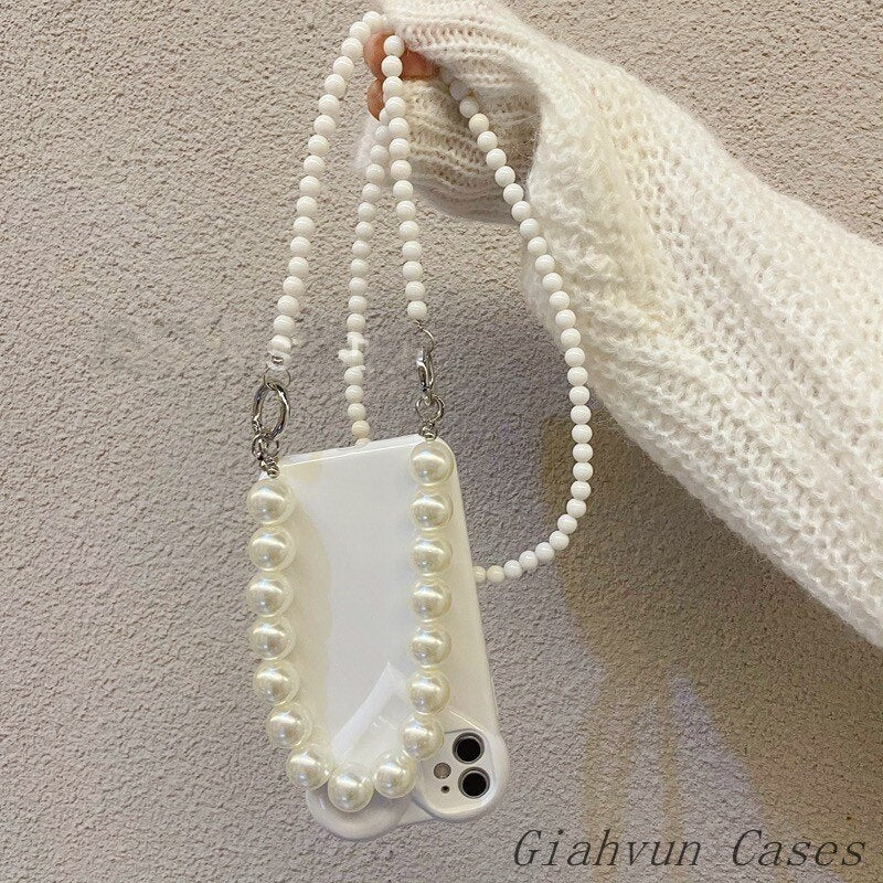Soft Candy Colored 3D Love Necklace Chain Phone Case For iphone 12 13 Pro Max 11 ProMax 7 8 Plus X XR XS Max SE 2022 Strap Cover