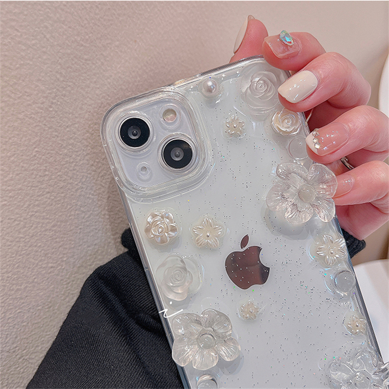 Luxury Love Heart Flower Mirror Silicone Phone Case For iPhone 11 12 13 Pro Max X XR XS 7 8 Plus Shockproof Protective Cover