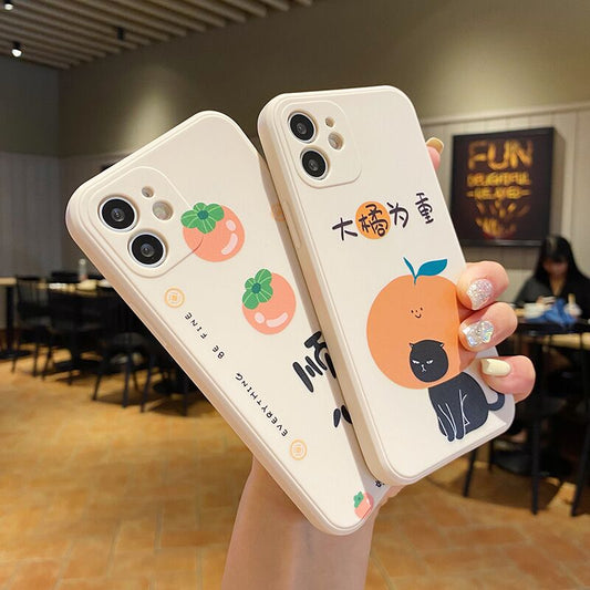 Cute cartoon cat fruit phone case for iphone 11 13 pro max 12 mini shockproof silicone cover for iphone 7 plus xr xs max x 8 se2