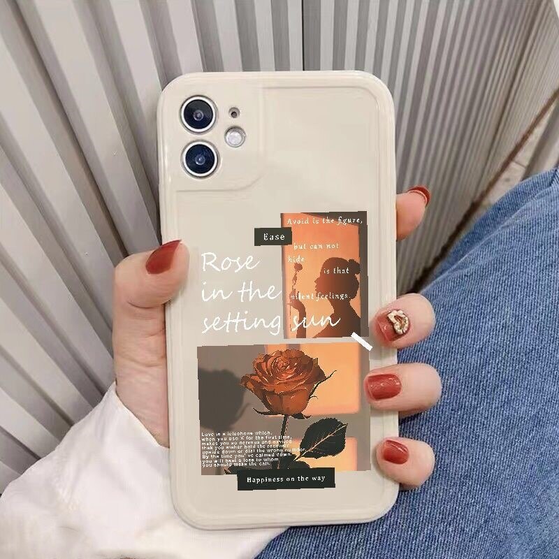 fashion cute flowers phone case for iphone 13 pro max 11 12 mini camera protect shockproof cover for iphone 7 plus 8 xr xs max x