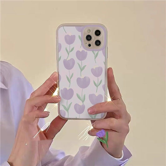 cute tulip flowers phone case for iphone 11 13 pro  max 12 mini camera protect silicone cover for iphone 7 plus 8 xr xs x se