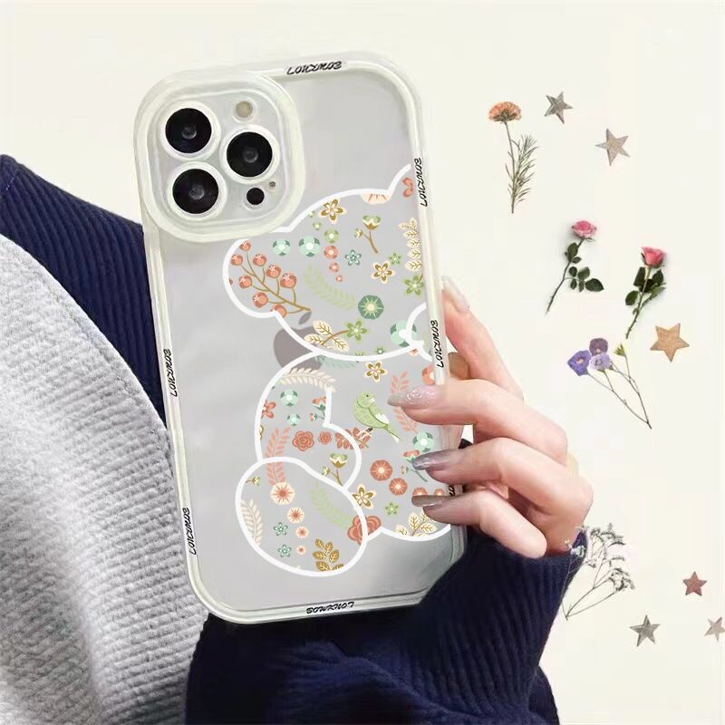 cute cartoon bear phone case for iphone 11 pro max 13 mini 12 shockproof back cover for iphone xr xs max x se 2 7 plus 8 bumper