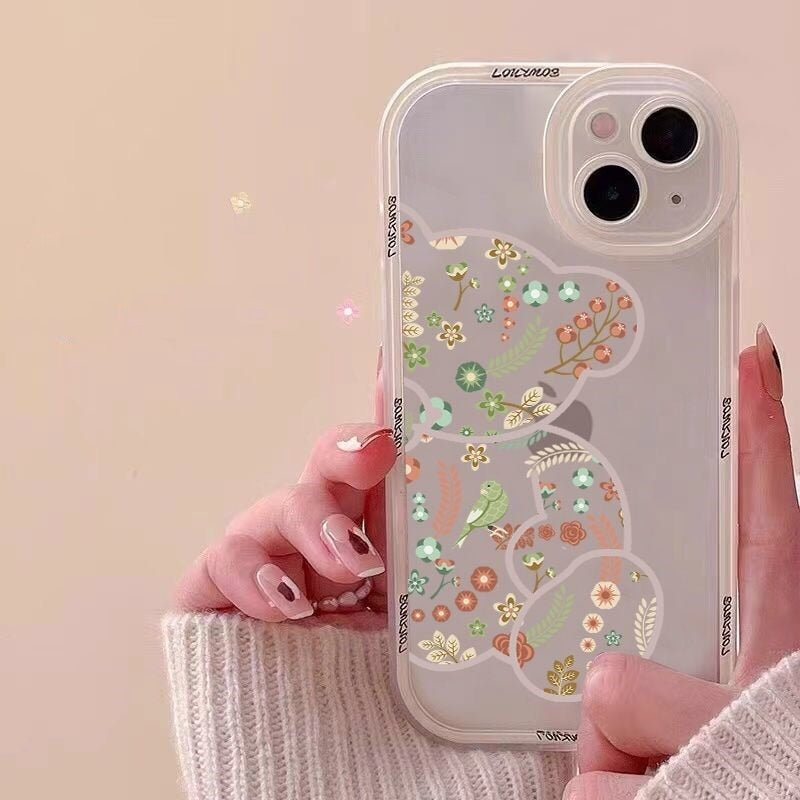 cute cartoon bear phone case for iphone 11 pro max 13 mini 12 shockproof back cover for iphone xr xs max x se 2 7 plus 8 bumper