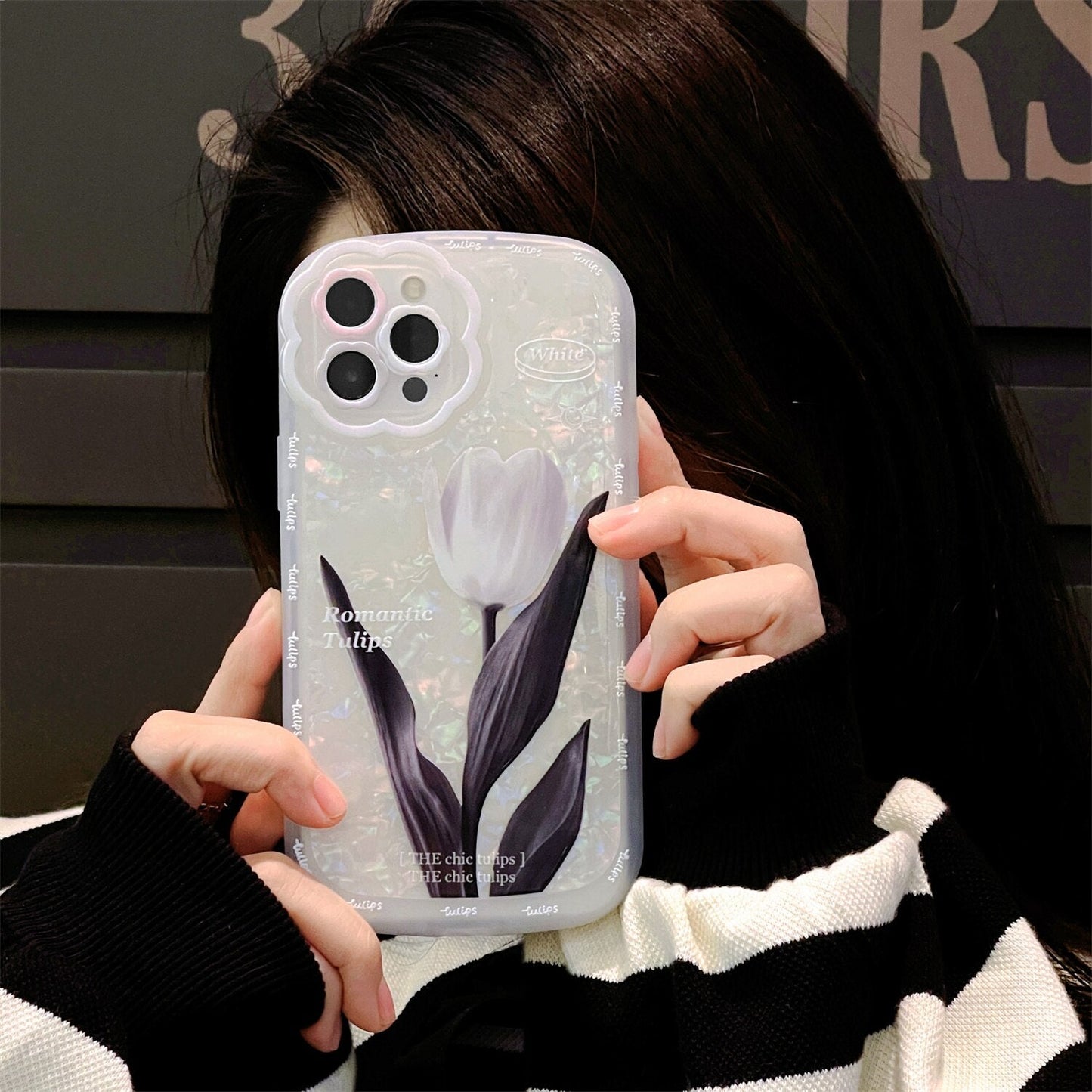 Ins Korean Cute White Tulip Shell Pattern Phone Case For iPhone 13 12 11 Pro XS Max X XR Kawaii Flowers Cover