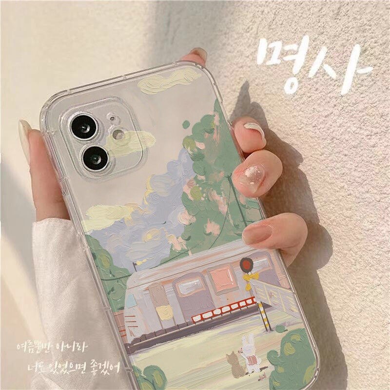 art painting phone case for iphone 13 11 pro max X XS MAX XR 6s 7 8 plus 12 mini se soft clear transparent shockproof tpu cover