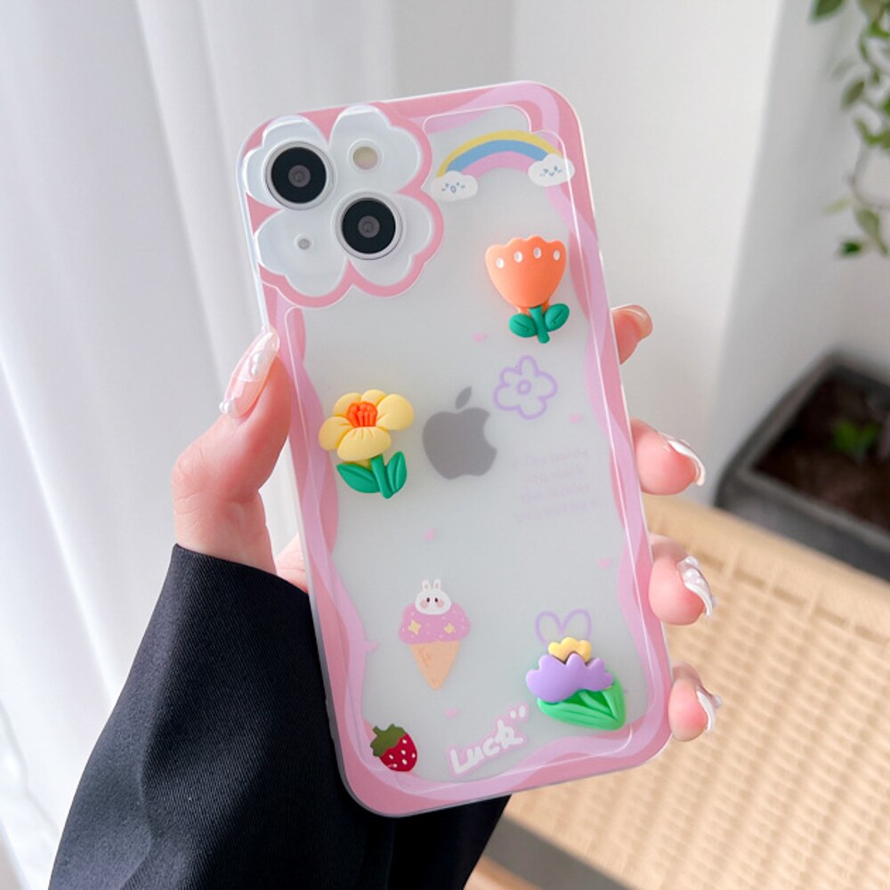 Flower 3D Phone Case For iPhone 11 Pro Max Case Len Protection Funda iPhone 13 12 Pro Max X XR XS 13Pro 12Pro Cover Soft Silicon