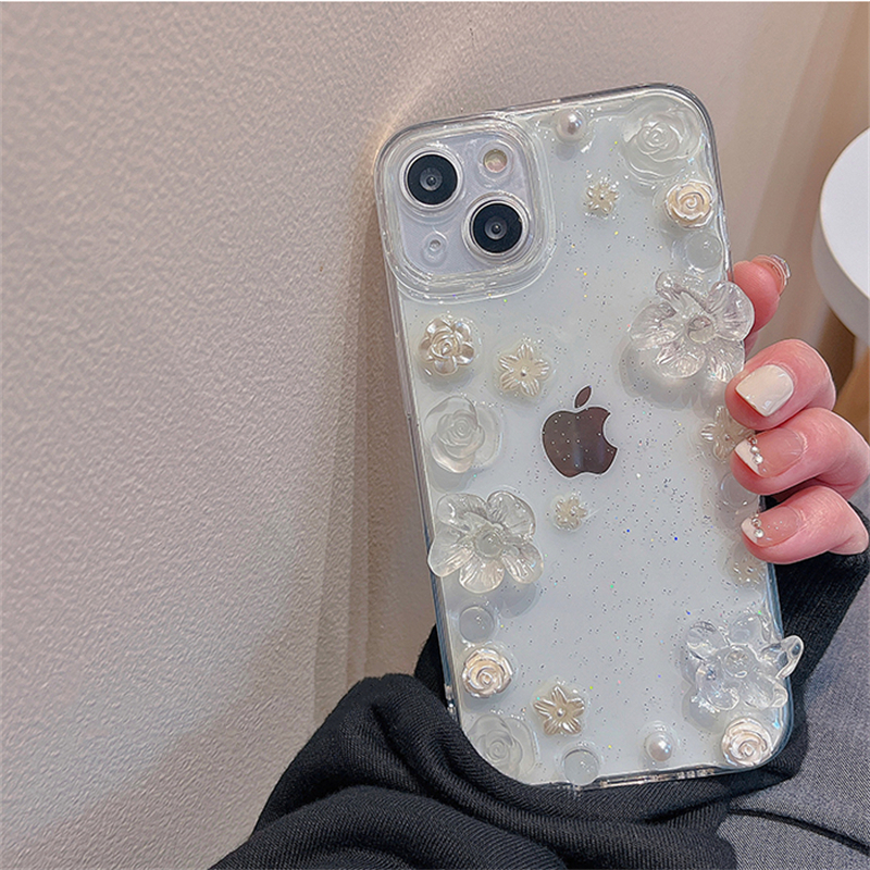 Luxury Love Heart Flower Mirror Silicone Phone Case For iPhone 11 12 13 Pro Max X XR XS 7 8 Plus Shockproof Protective Cover
