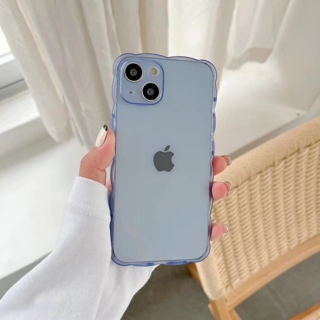 transparent wave mobile phone case Phone Case For iPhone 11 12 13 Pro Max X XS XR 7 8 Plus SE2 mini Full Lens Protection Cover