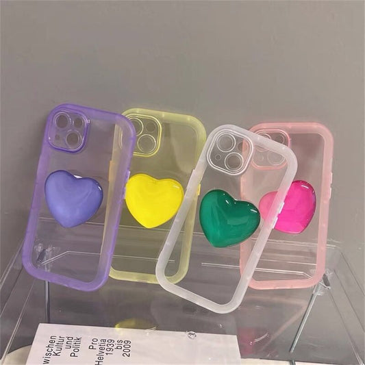 Love heart Ring Holder stand transparent silicone phone case for iphone 13 pro max 11 12 soft cover for iphone 7 plus 8 xr xs x